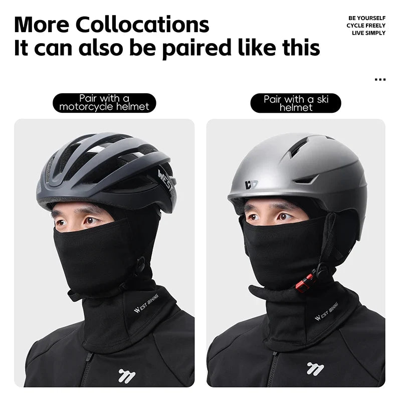 WEST BIKING Winter Thermal Balaclava High Elastic Breathable Windproof Cycling Headgear Fleece Bike Helmet Liner Sports Mask