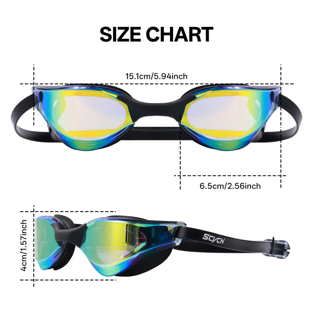 Scvcn Adult Anti-fog Swimming Goggles Fashion Swimming Sunglasses UV400 Professional Underwater Sight Eyewear Frameless Glasses