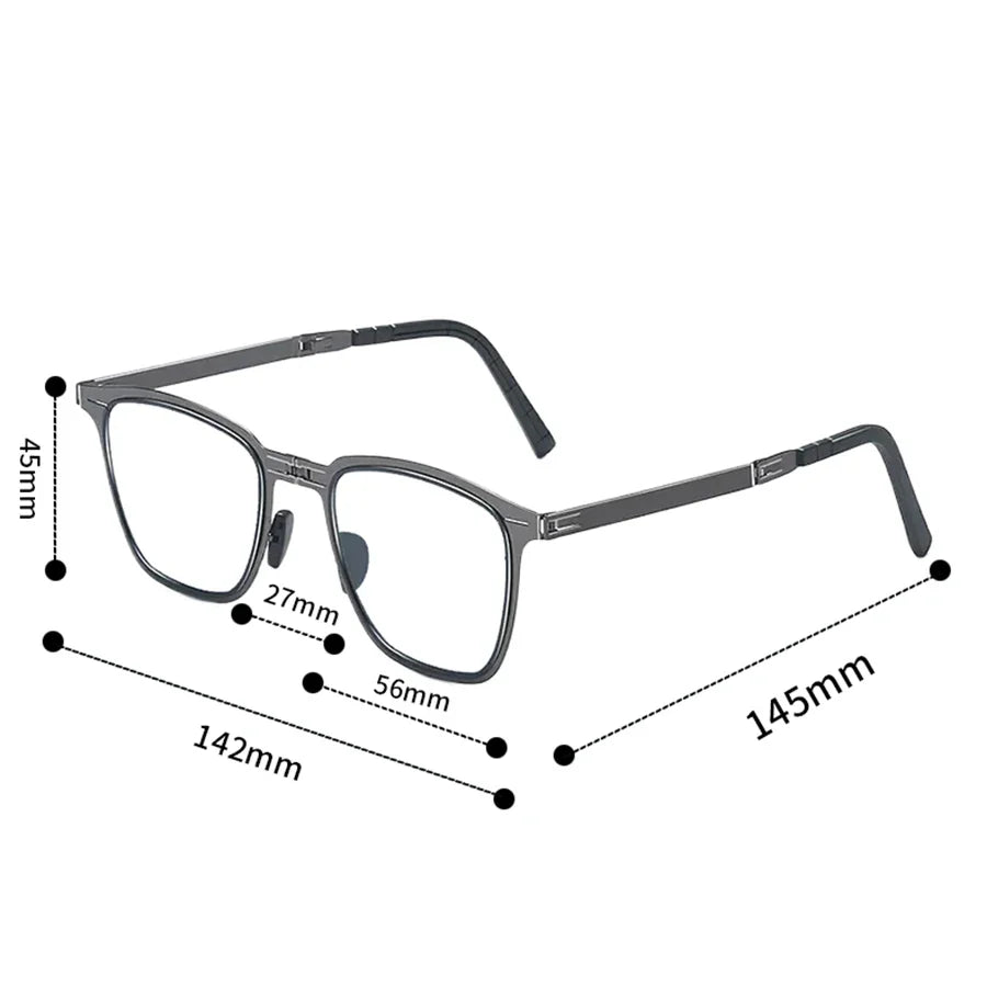 Men Photochromic Polarized Sunglasses Lightweight Foldable With Bag Classic Square Metal Frame hinged For Driving And Fishing
