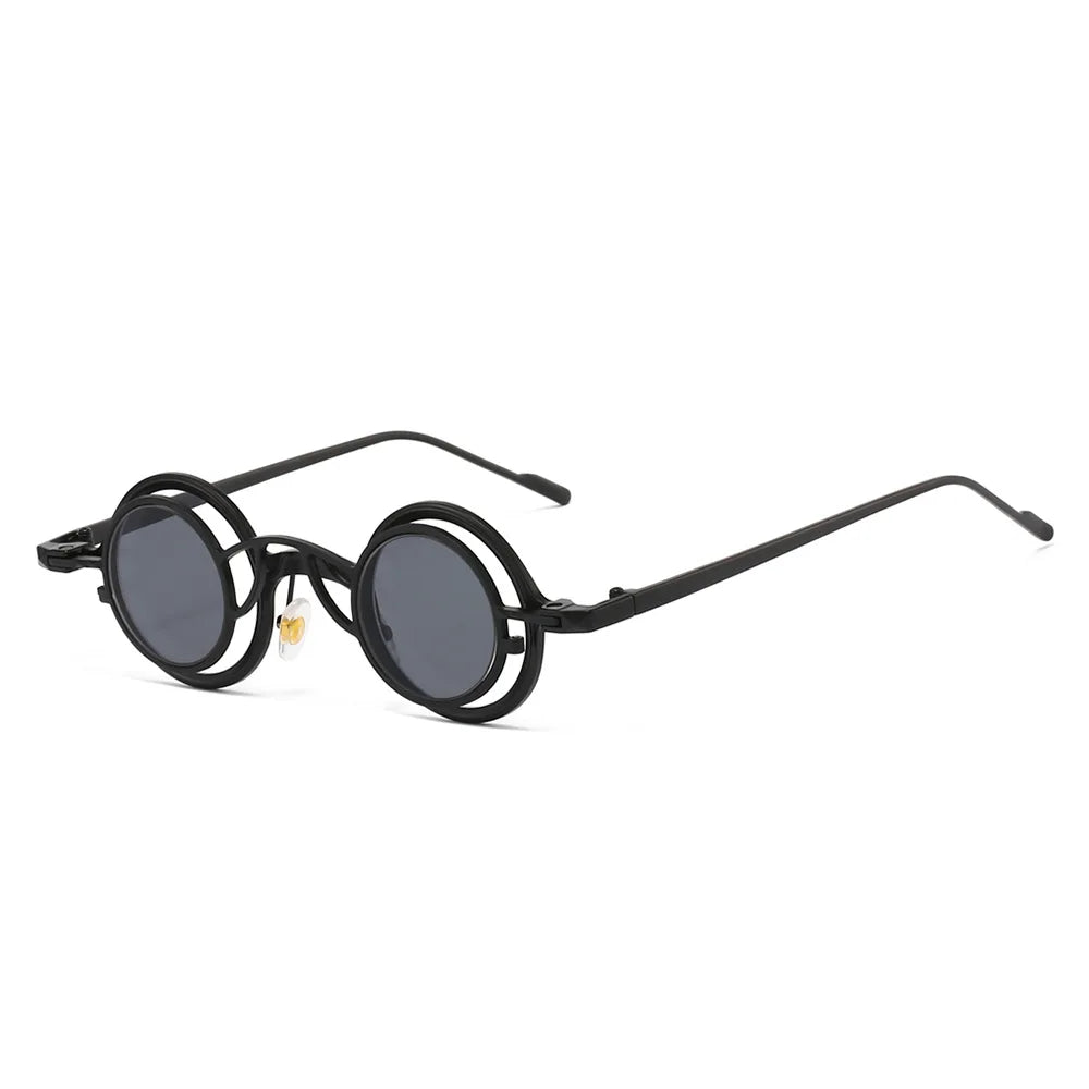 New Retro Round Two In One Pure Titanium Women Sunglasses Y2K Personality Steampunk Style High Quality Men Gafas De Sol UV400