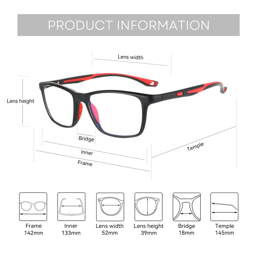 ZENOTTIC Square Sport Prescription Glasses Myopia Eyewear Fashion Photochromic Progressive Optical Eyeglass for Men Women