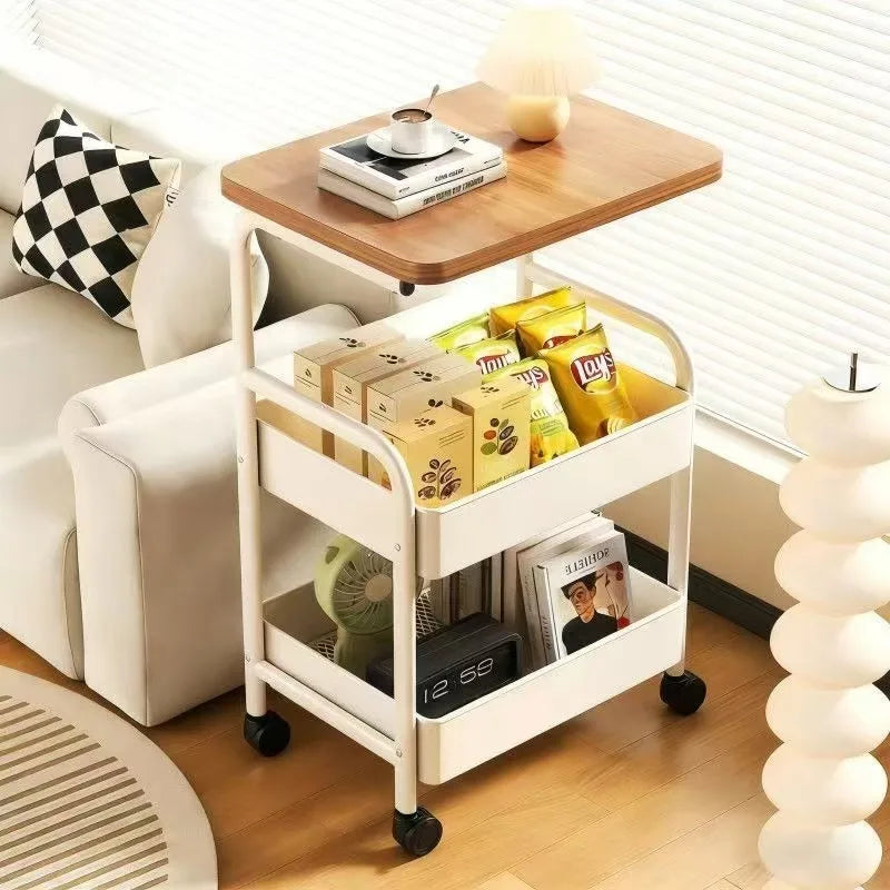 3 Tier Rolling Kitchen Cart Durable Carbon Steel Metal Utility Cart for Tool Snack Storage with Rolling Wheels