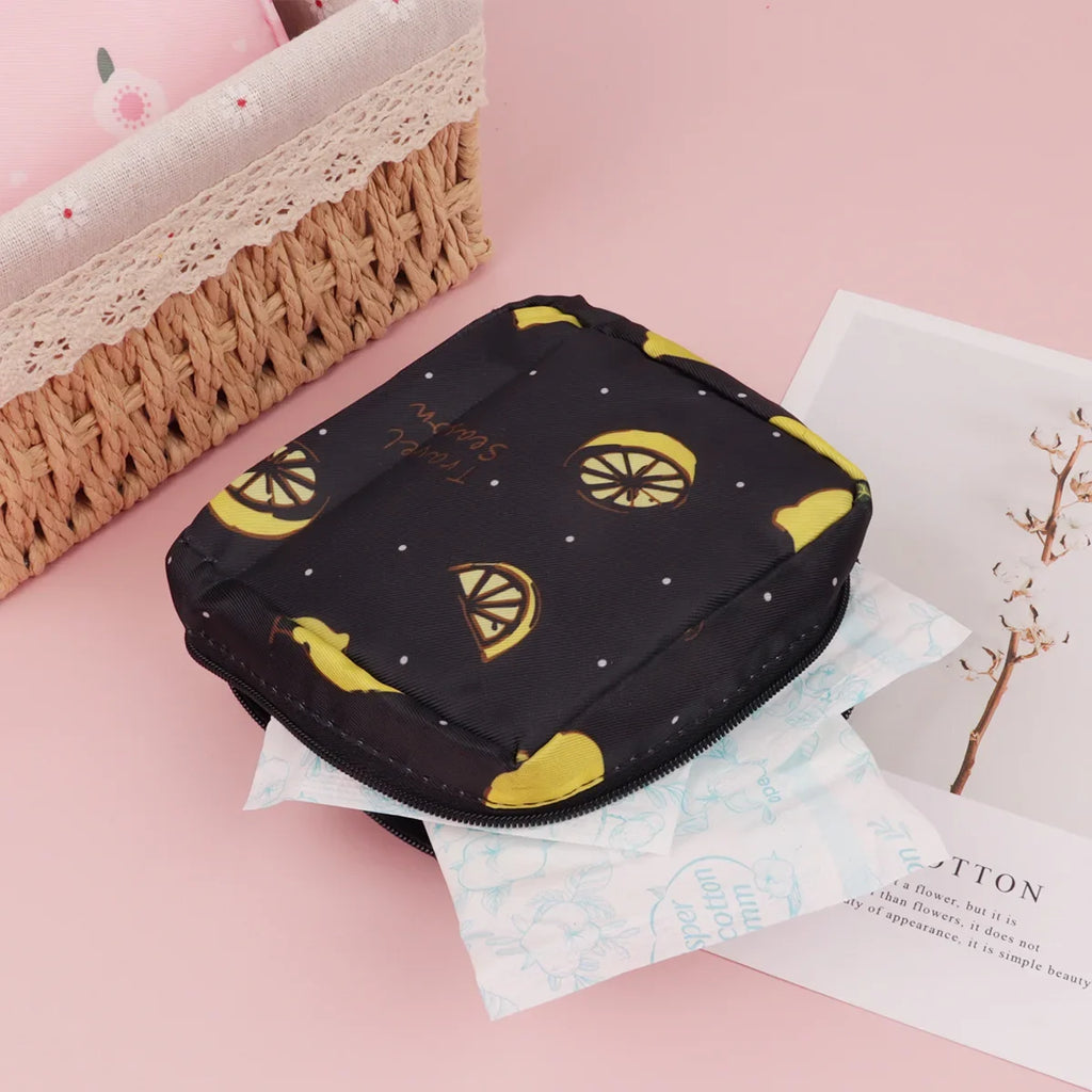 Zero Wallet Sanitary Napkin Storage Bag Portable Mini Simple Cartoon Cute Large Capacity Sanitary Cotton Portable Storage Bag