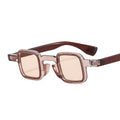 Ins Popular Fashion Small Square Sunglasses Women Retro Punk Shades UV400 Men Clear Ocean Lens Trending Rivets Sun Glasses