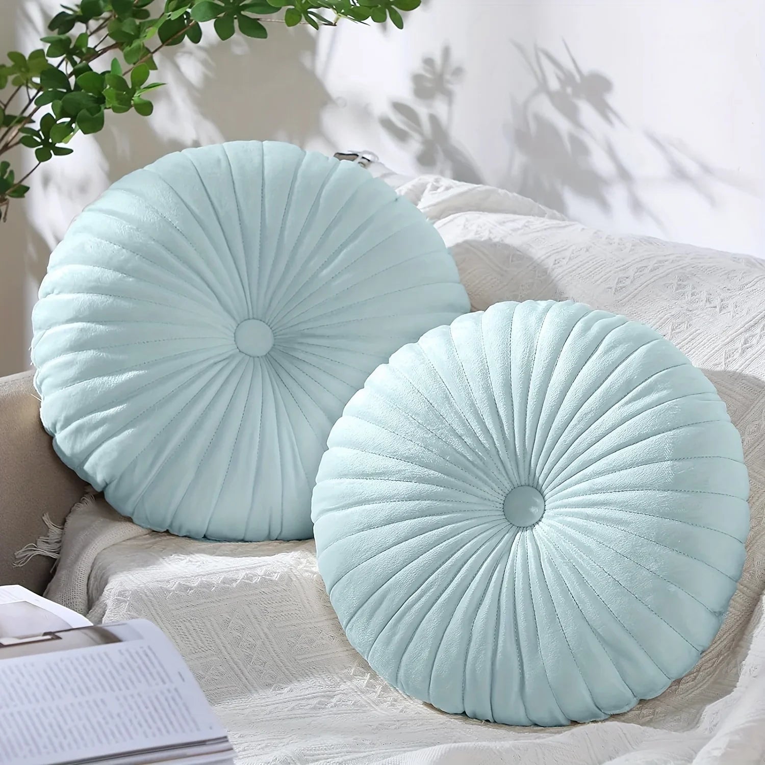 9 colors optional, round throw pillow cushion, soft and comfortable, living room bedroom sofa waist cushion thickened