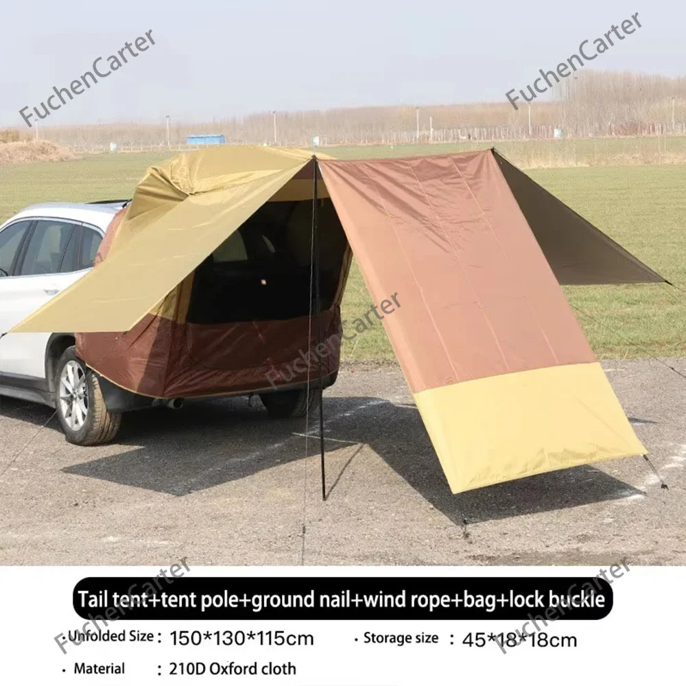 Portable SUV Tailgate Trunk Tent 3-Side Extended Shade Shelter Multifunctional Car Rear Door Tent Outdoor Car Camping Accessorie