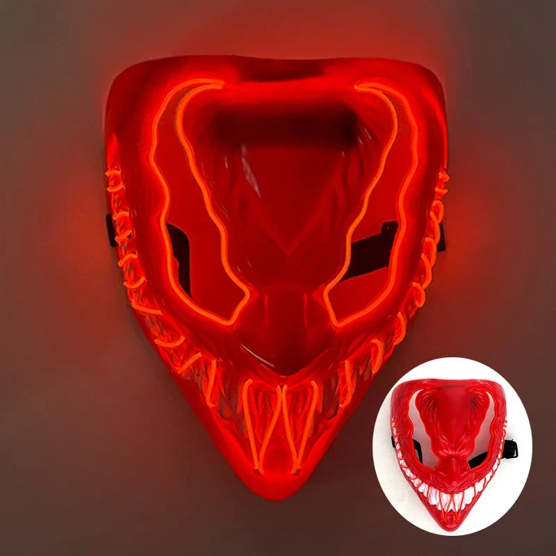 Multi Color LED EL Wire Glowing horror Mask Luminous Full Face Mask wireless mask Halloween Cosplay Party Rave Costume Accessory
