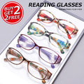 4-Pack Fashionable Printed Small Frame Anti Blue Light Reading Glasses, Retro Lightweight and Multi Degree Optional