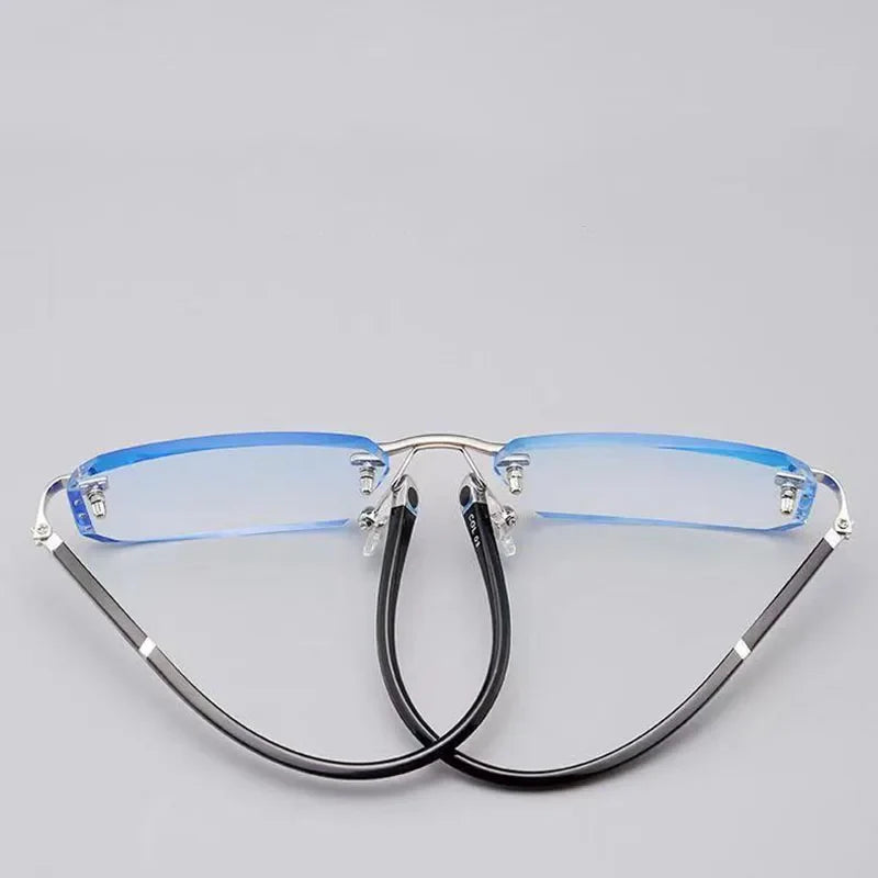 Stylish Frameless Anti-Blue Light Reading Glasses for Men Business Reading Glasses New Design