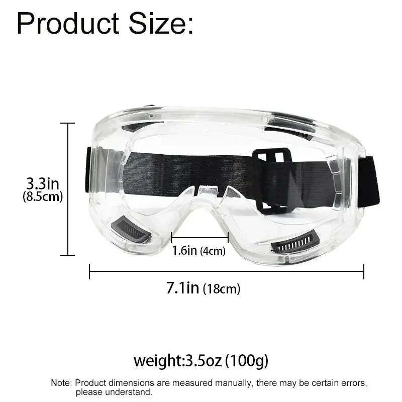 Clear Antifog Safety Goggles Anti Splash Windproof Protective Glasses for Industrial Work Lab Research Cycling Riding