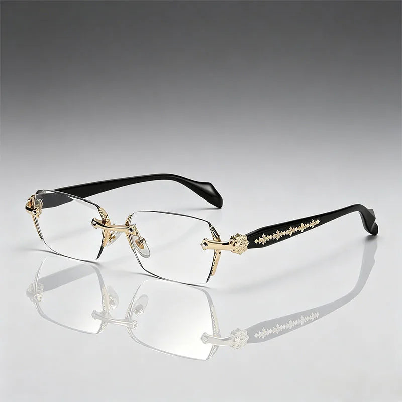 Unisex Square Frameless Metal Reading Glasses Business-Style for Clear Vision Comfortable Lightweight Design
