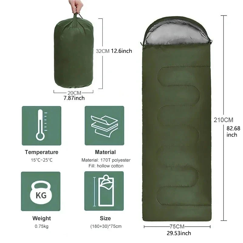 Camping Sleeping Bag Ultralight Waterproof 4 Seasons Warm Envelope Type Sleeping Bag for Outdoor Hiking Backpacking Travel