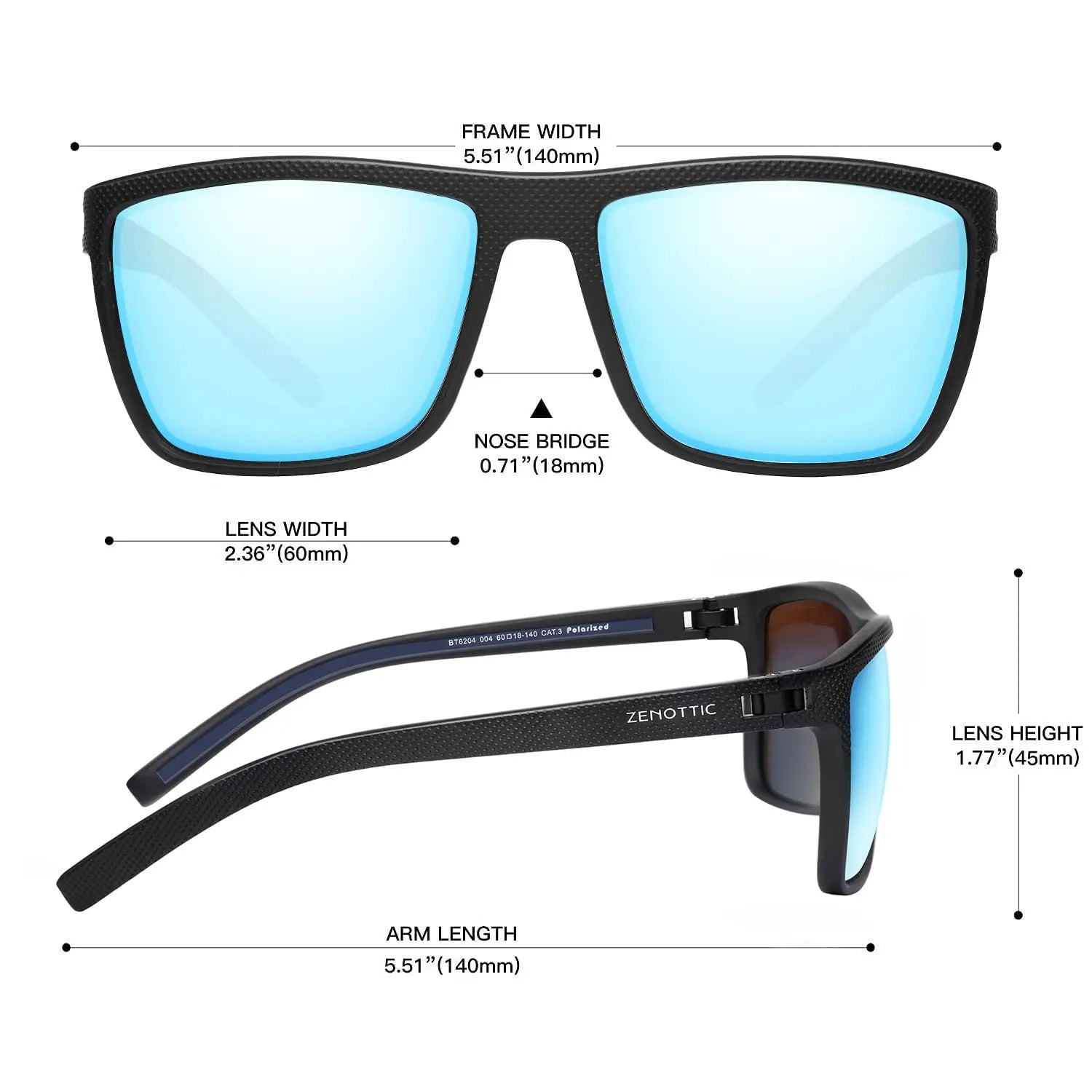 ZENOTTIC Polarized Sunglasses for Men Shades Lightweight TR90 Frame UV400 Protection Square Outdoor Trave Driving Sun Glasses
