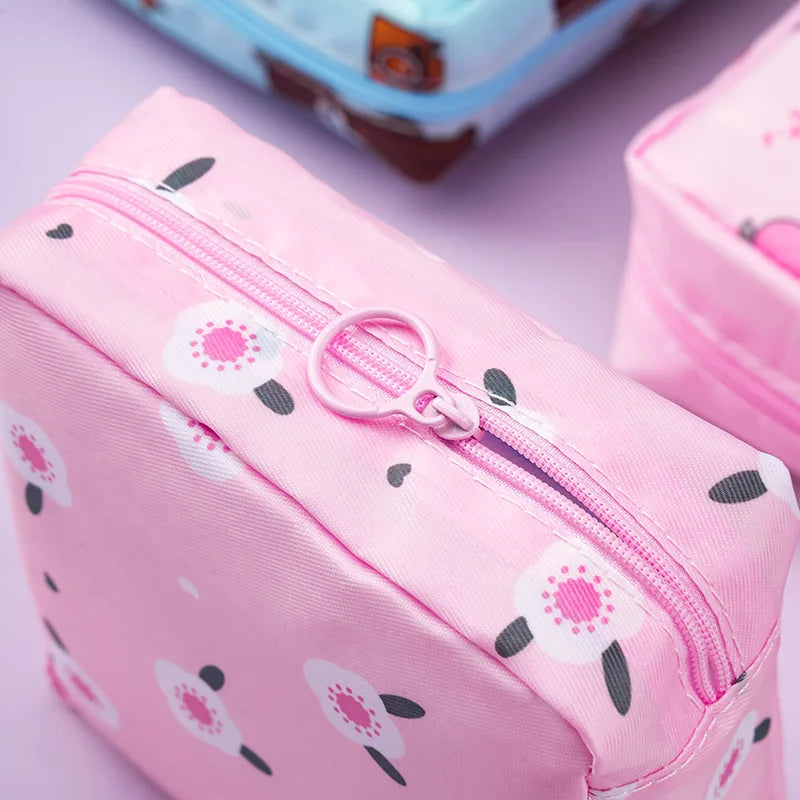 Zero Wallet Sanitary Napkin Storage Bag Portable Mini Simple Cartoon Cute Large Capacity Sanitary Cotton Portable Storage Bag