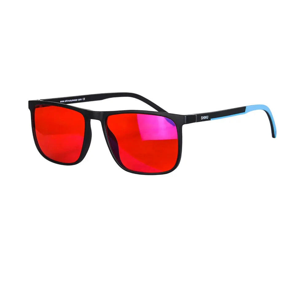 SHINU Good Sleep Blue Light Blocking Glasses Men Red Lenses Anti Green Light Eliminate Eye Strain Glasses Bluelight 078RD
