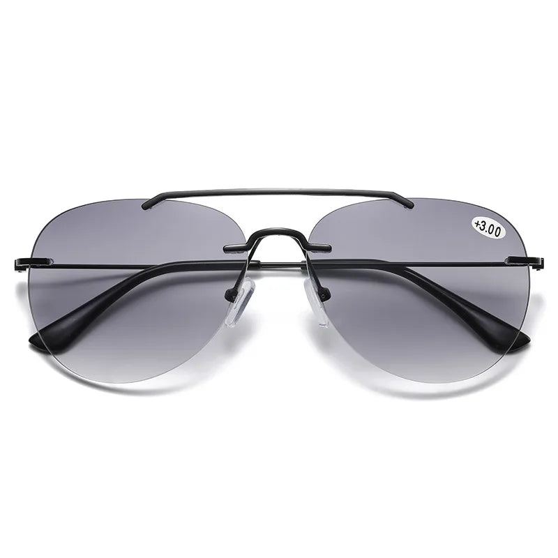 MODFANS Sunglasses Presbyopia Men's Distance And Near Dual-use Double Light Presbyopia Glasses Rimless Sun Glasses UV Protection