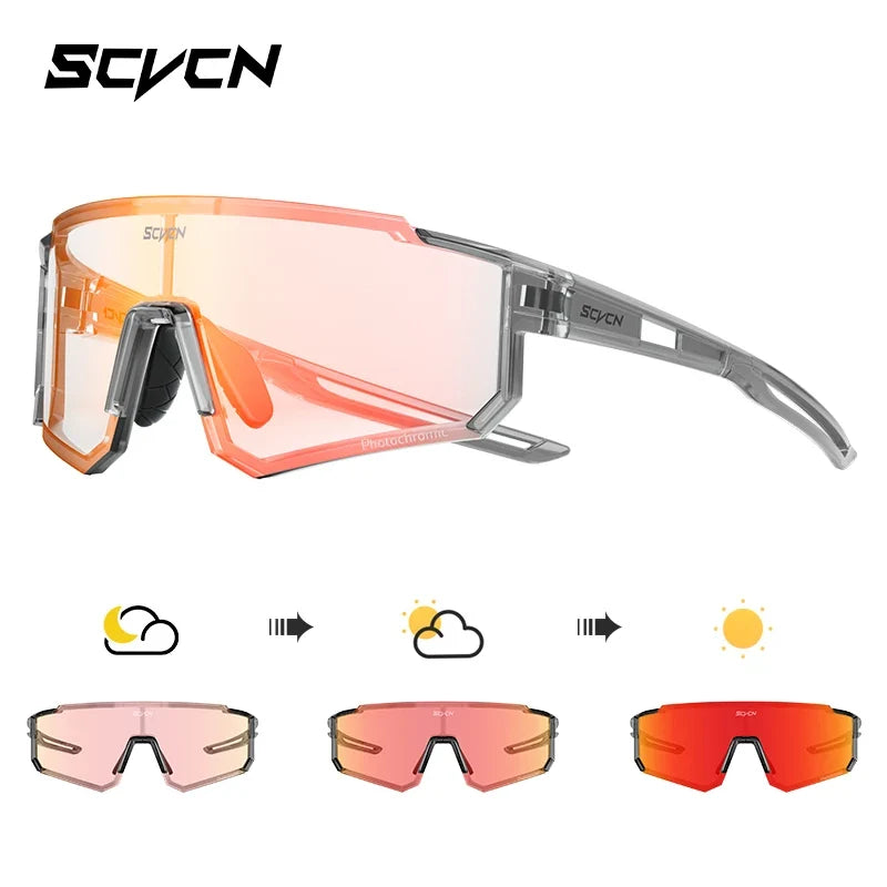 SCVCN Color Photochromic Cycling Glasses Men MTB Cycling Sunglasses Women Road Bike Glasses Outdoor Sports Bicycle Sunglasses