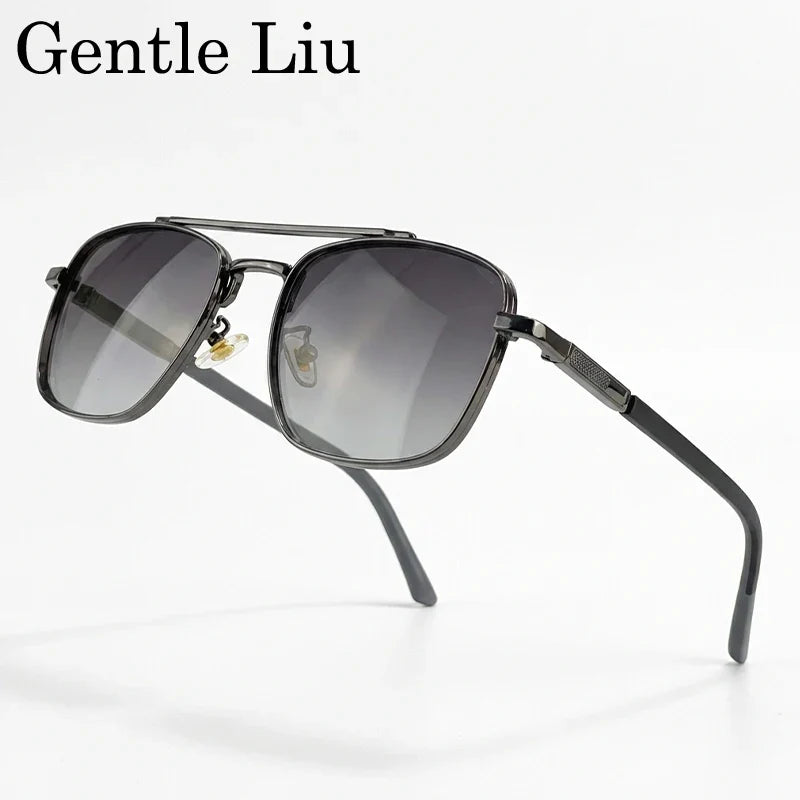 2026 Luxury Square Sunglasses Men Retro Double Bridge Metal Frame Driving Eyewear Vintage Sun Glasses For Male Outdoor Shades