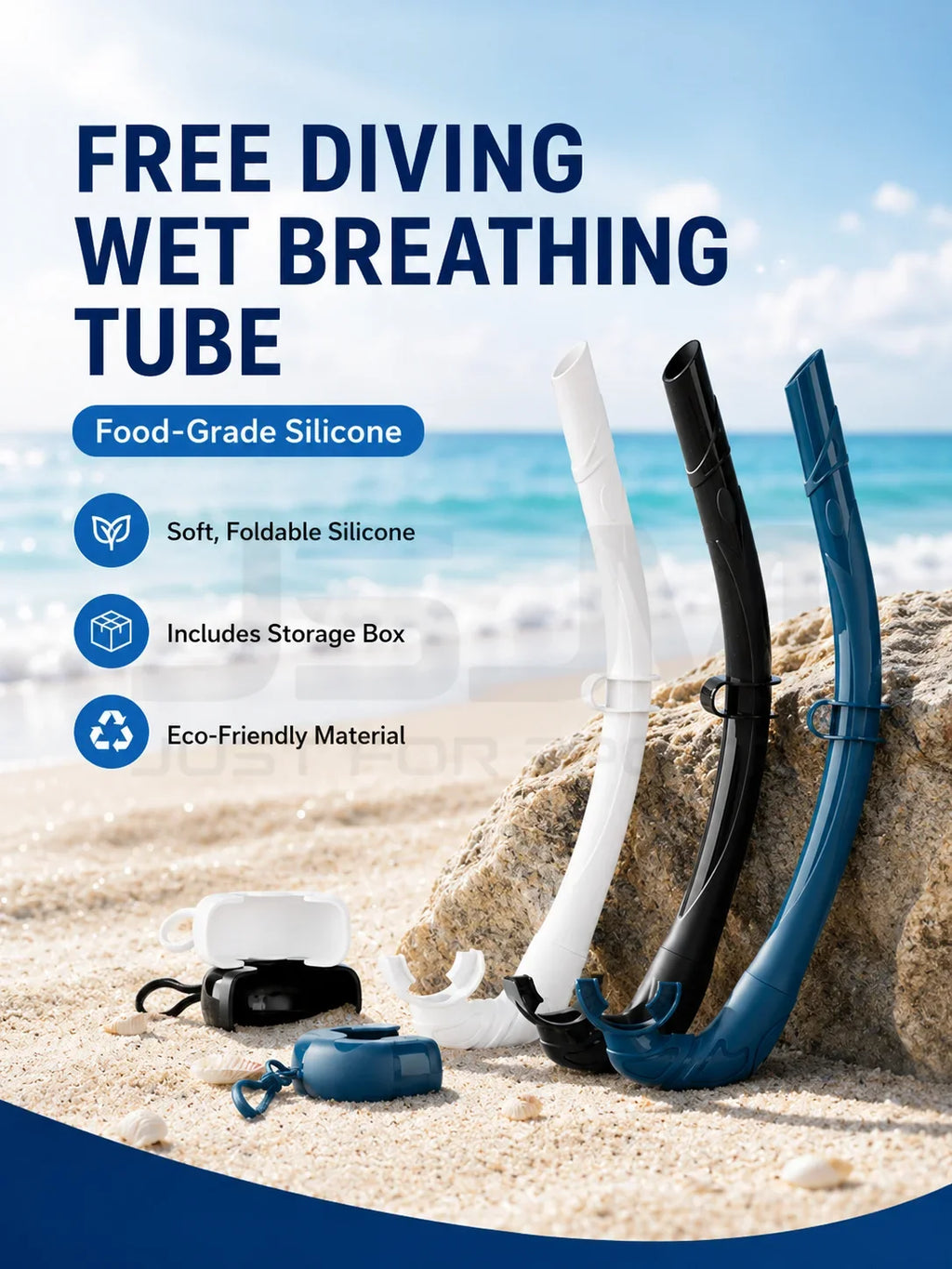 JSJM New 3PCS Snorkel Set Diving Mask Wet Snorkel Anti Fog Leak Proof Tempered Glass Wide View Silicone for Adults Men Women
