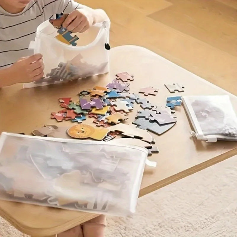 New Puzzle Storage Bag Children's Building Blocks Small Toys Special Sorting Bags Transparent Mesh Gauze Zipper Mesh Bags