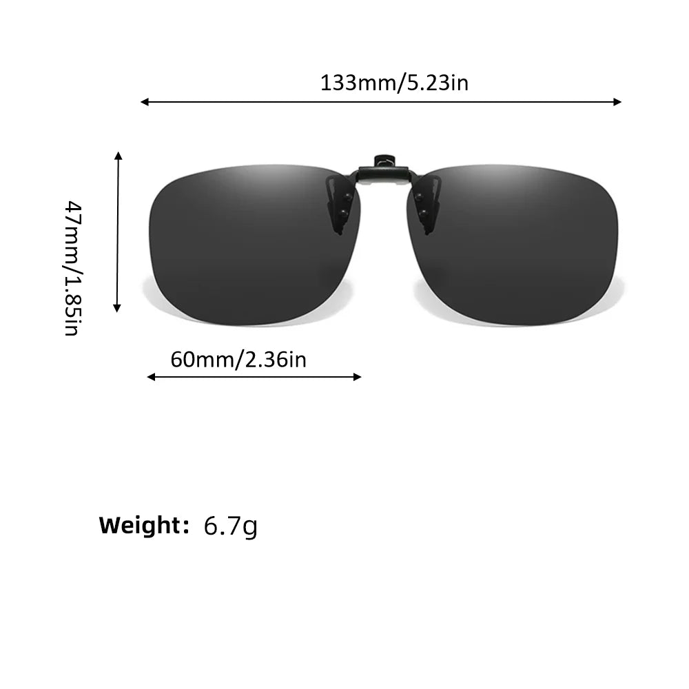 VIVIBEE Flip Up Clip On Sunglasses Polarized Men Square UV400 Photochromic Night Vision Women Classic Mirror Clips