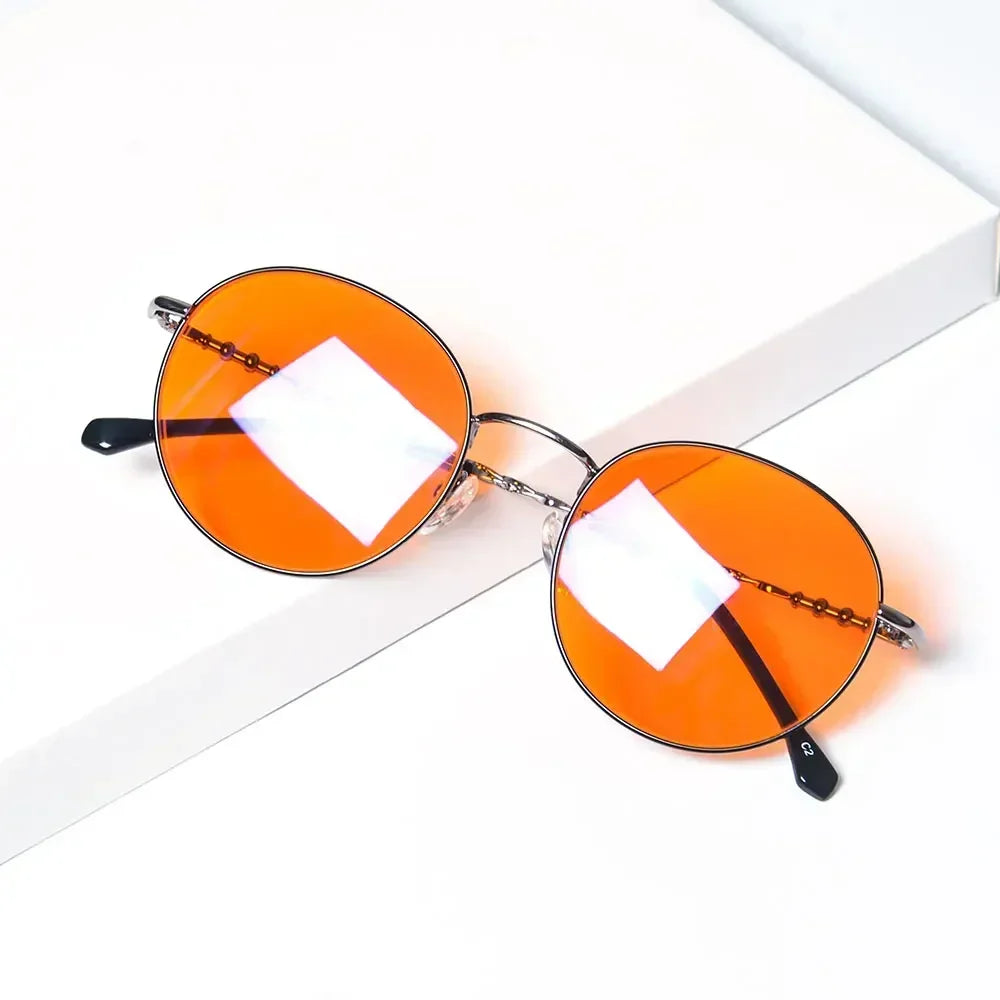 SHINU Round Glasses anti blue light protection lenses glasses women Orange red glasses y2k Anti Green Light  for good sleep