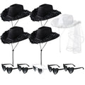 5-12Set Cowgirl Cowboy Hats Bachelorette Cowboy Hats for Bridal Shower Wedding Rhinestone Bandana Heart Glasses for Last Disco
