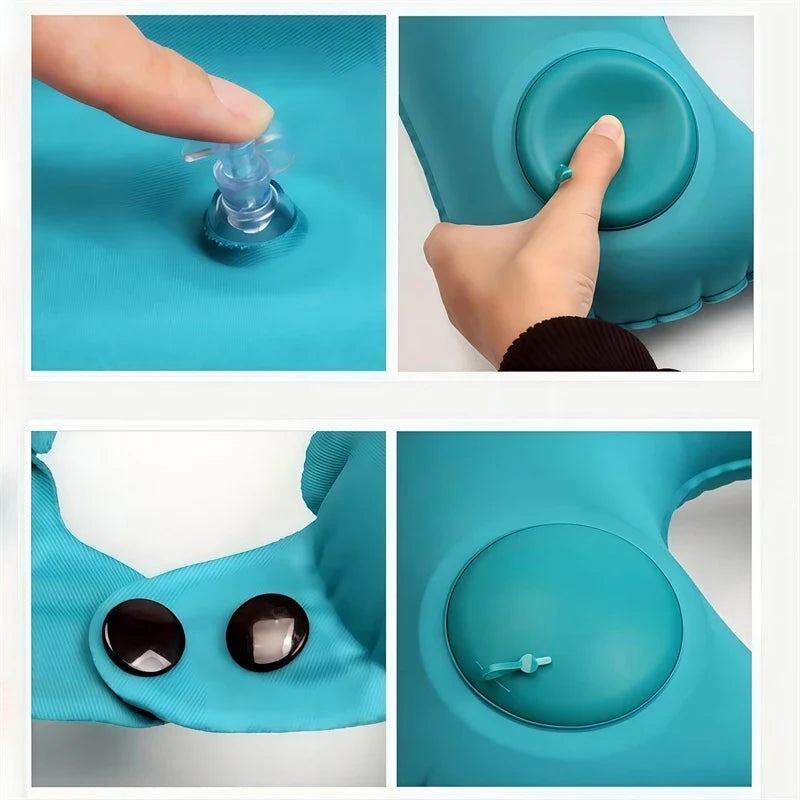 Press On Inflatable Pillow to Relax Neck Travel U-shaped Pillow Foldable and Portable With Leak Proof Device Ordinary U-shaped
