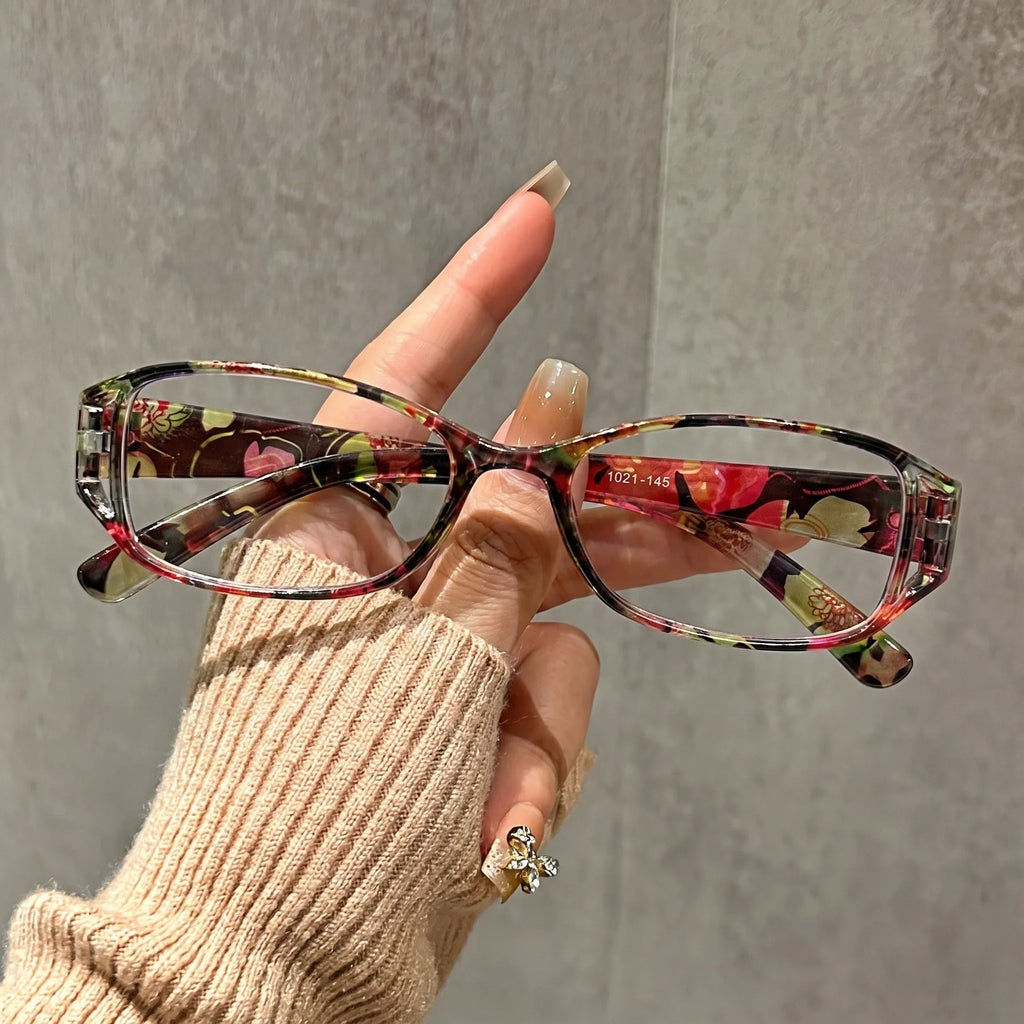 4-Pack Fashionable Printed Small Frame Anti Blue Light Reading Glasses, Retro Lightweight and Multi Degree Optional