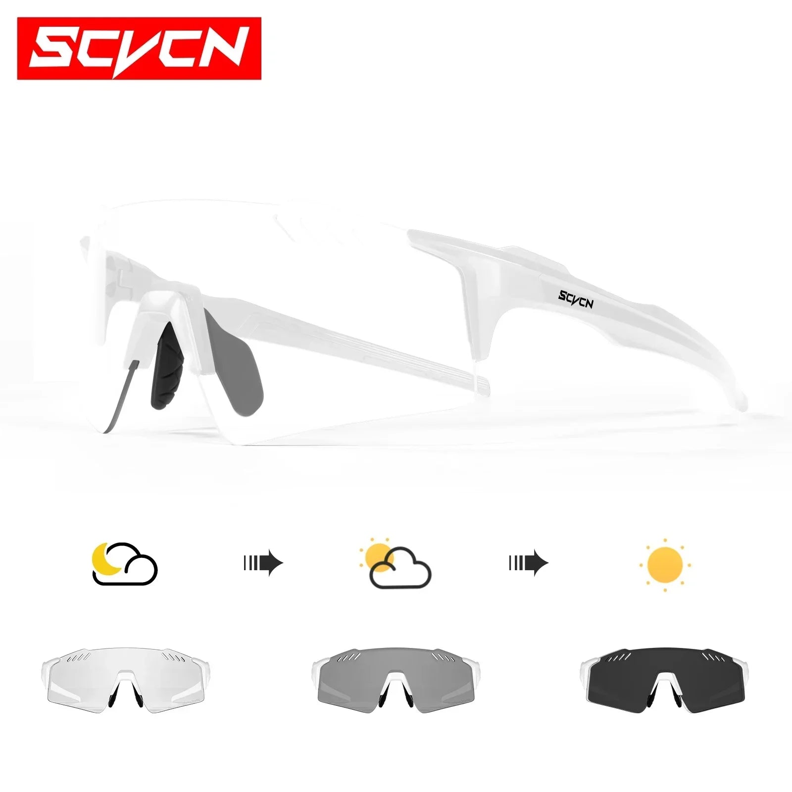 SCVCN Photochromic Sunglasses Mountain Cycling Glasses Outdoor Sports Running Drving Goggles UV400 Men Women Bicycle Eyewear