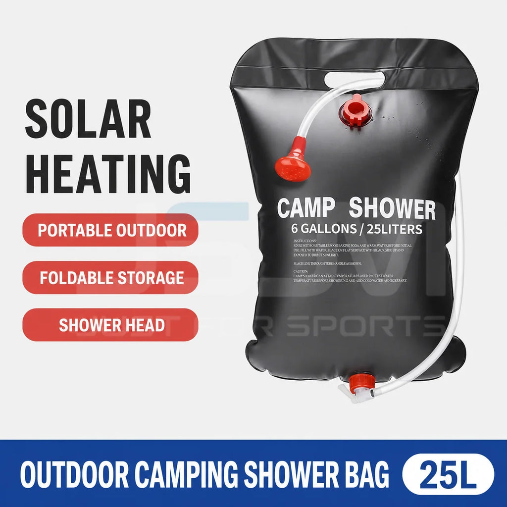 20L/25L Solar Camping Shower Bag Portable Outdoor Shower Bag with Shower Head Foldable Water Storage Bag for Hiking Travel Campi