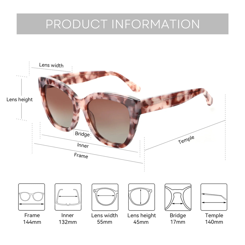 ZENOTTIC Butterfly Polarized Sunglasses Fashion Thick Frame for Women Acetate Sun Glasses Driving UV400 Protection