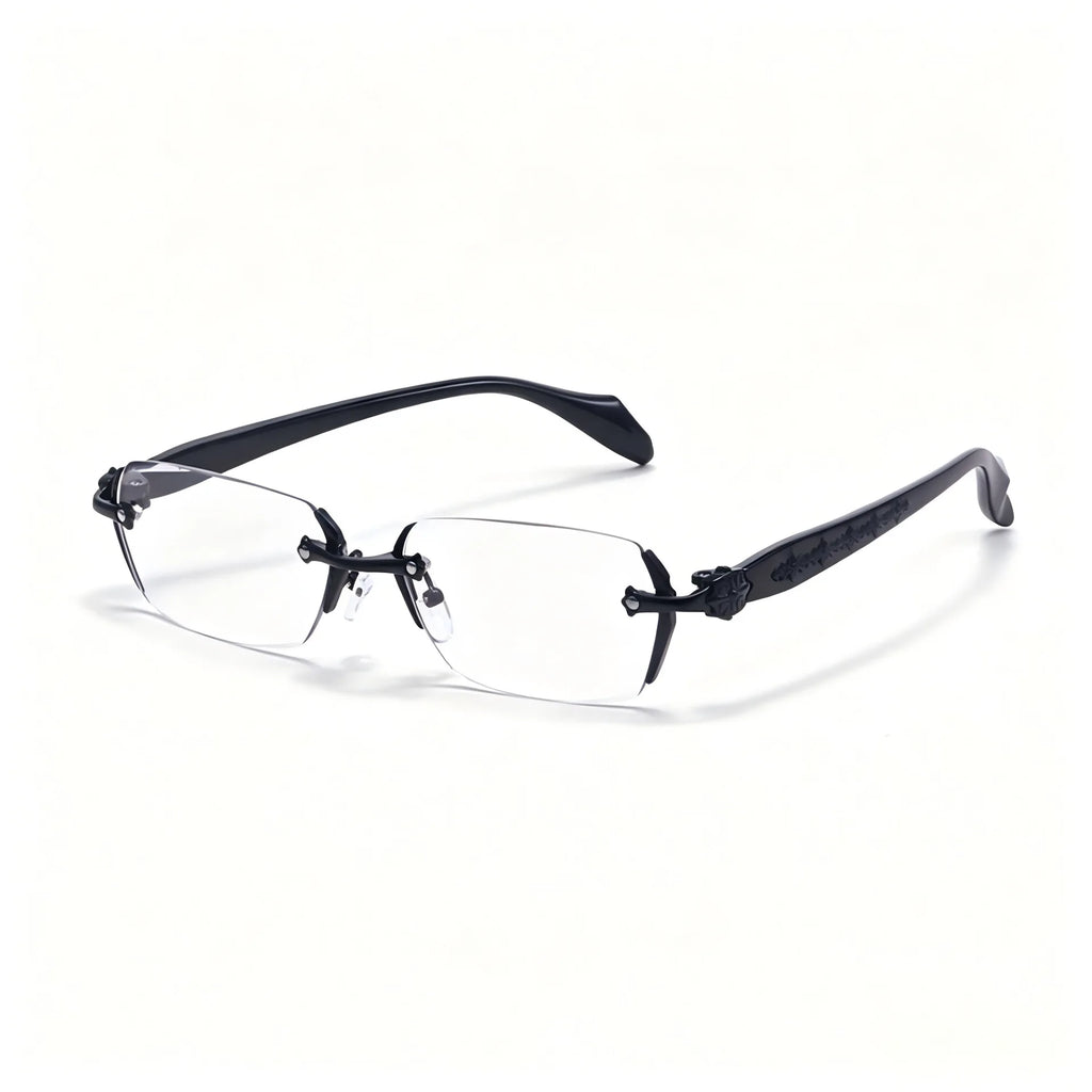 Unisex Square Frameless Metal Reading Glasses Business-Style for Clear Vision Comfortable Lightweight Design