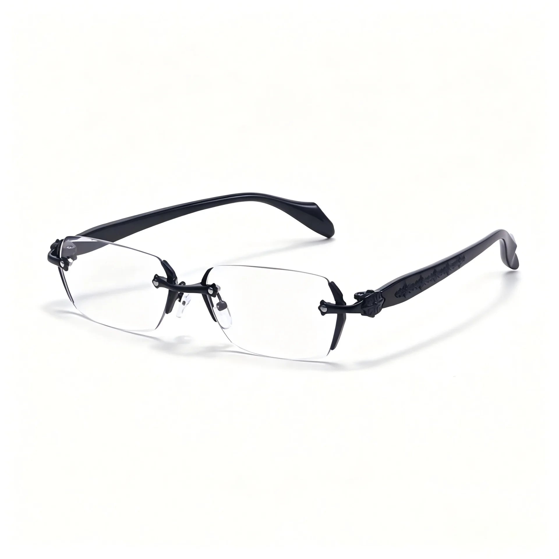 Unisex Square Frameless Metal Reading Glasses Business-Style for Clear Vision Comfortable Lightweight Design
