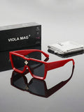 VIOLA MAG Fashion Diamond Set Large Frame Sunglasses, Simple Square Integrated Glasses, Unisex for Travel, with Glasses Bag