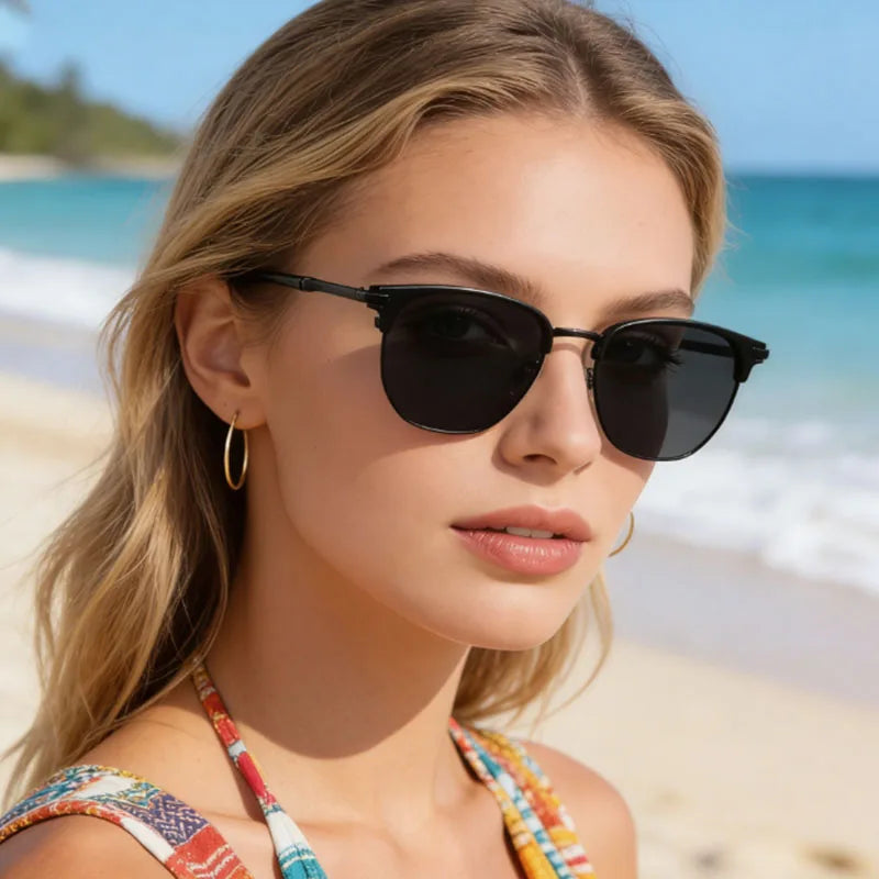 Vintage Square Metal Frame Sunglasses for Men and Women, Retro Unisex Fashion UV400 Protection Eyewear
