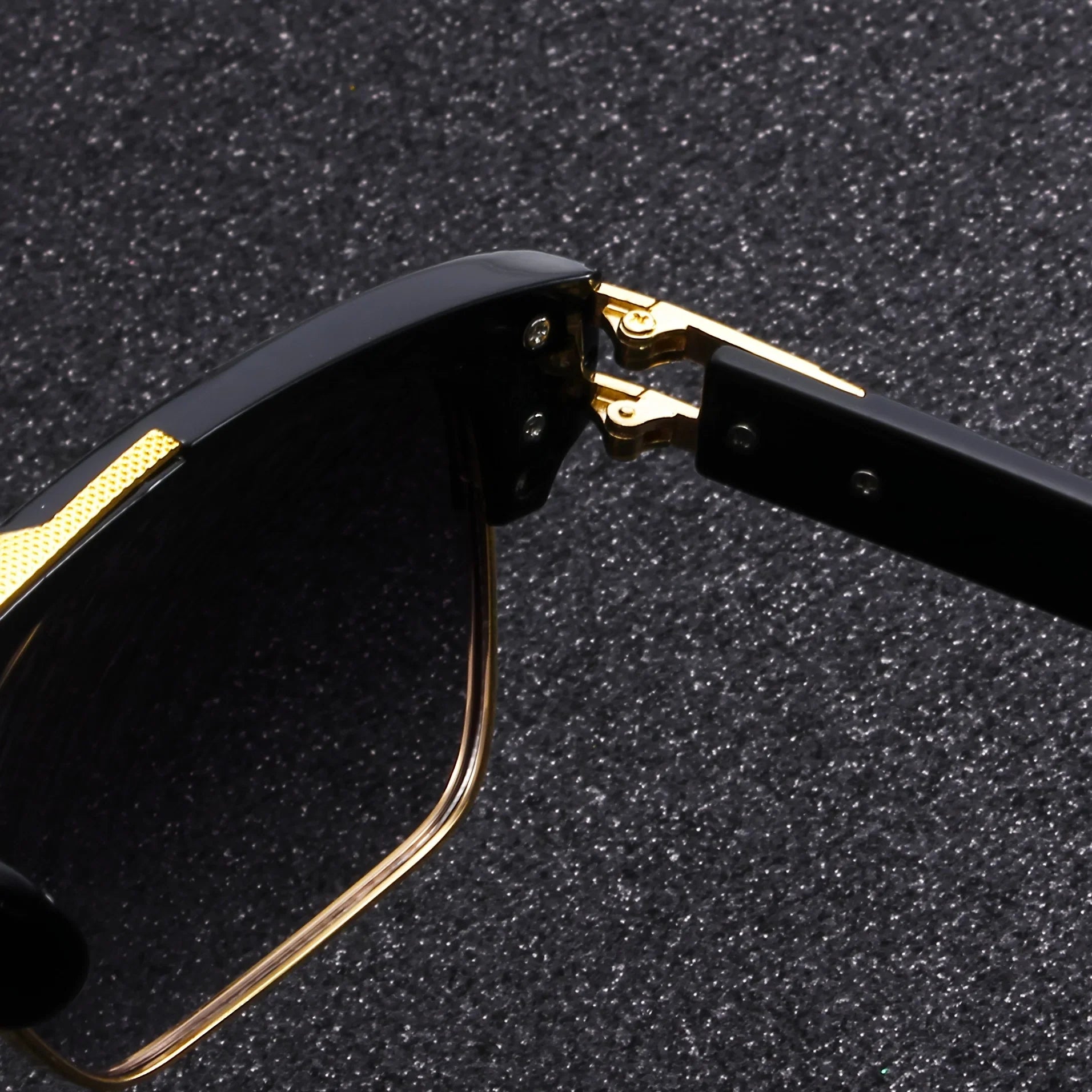 Black Gold Double Beam Square Sunglasses, Light Luxury Men's Business Driving Glasses
