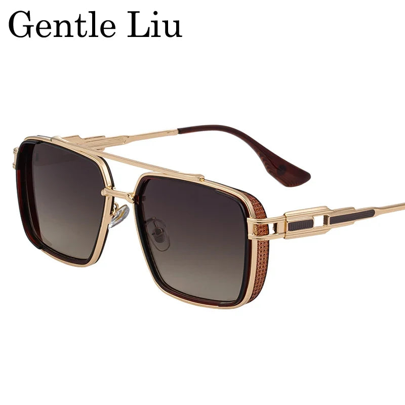 Steampunk Classic Square Sunglasses Men 2026 Luxury Brand Punk Metal Double Beam Sun Glasses For Male UV400 Punk Driving Eyewear