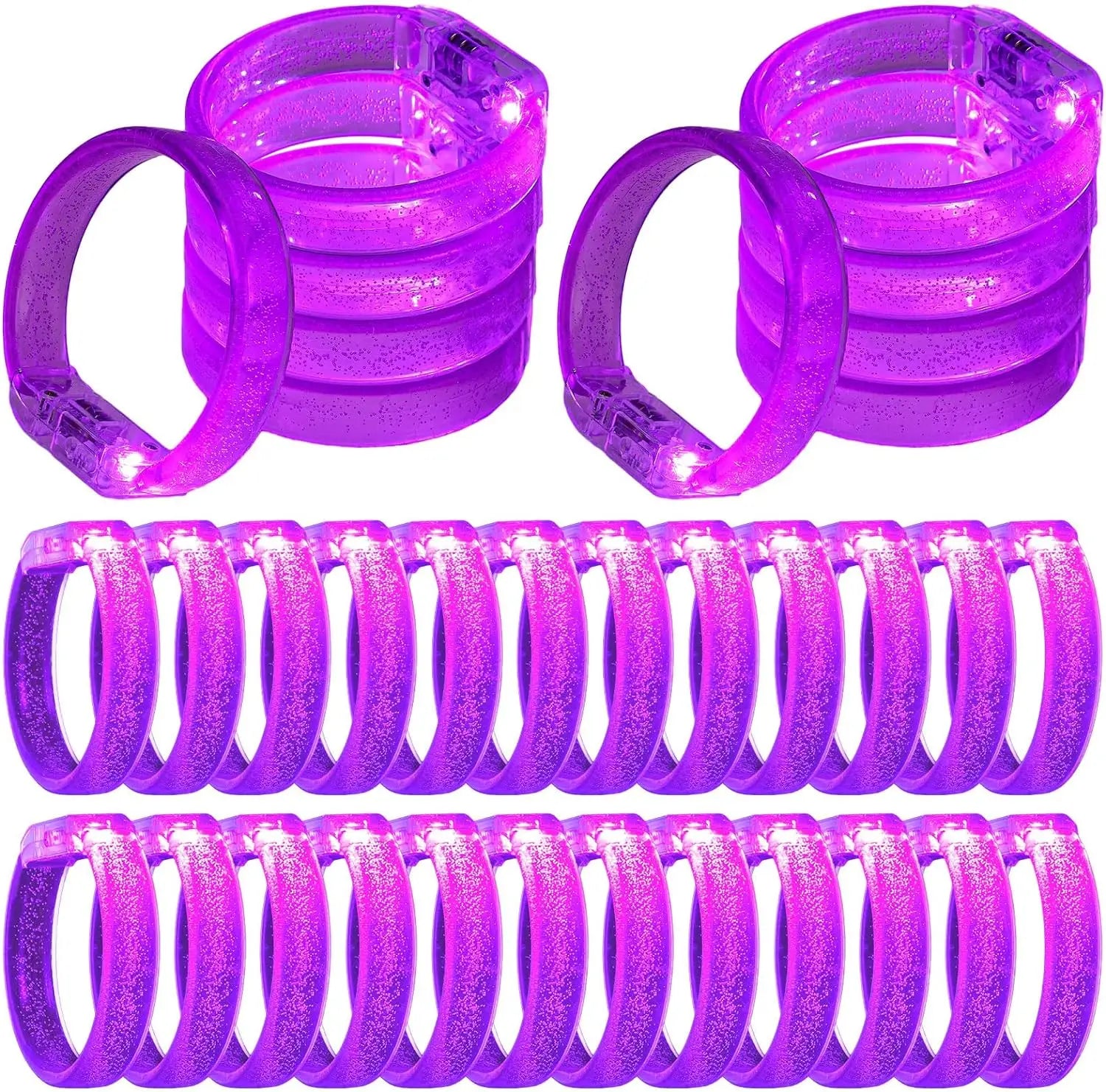 24pc Light Up Bracelet LED Bracelet Flashing LED Wristband Glow in The Dark Bracelets Light Up Party Favors for Wedding Carnival
