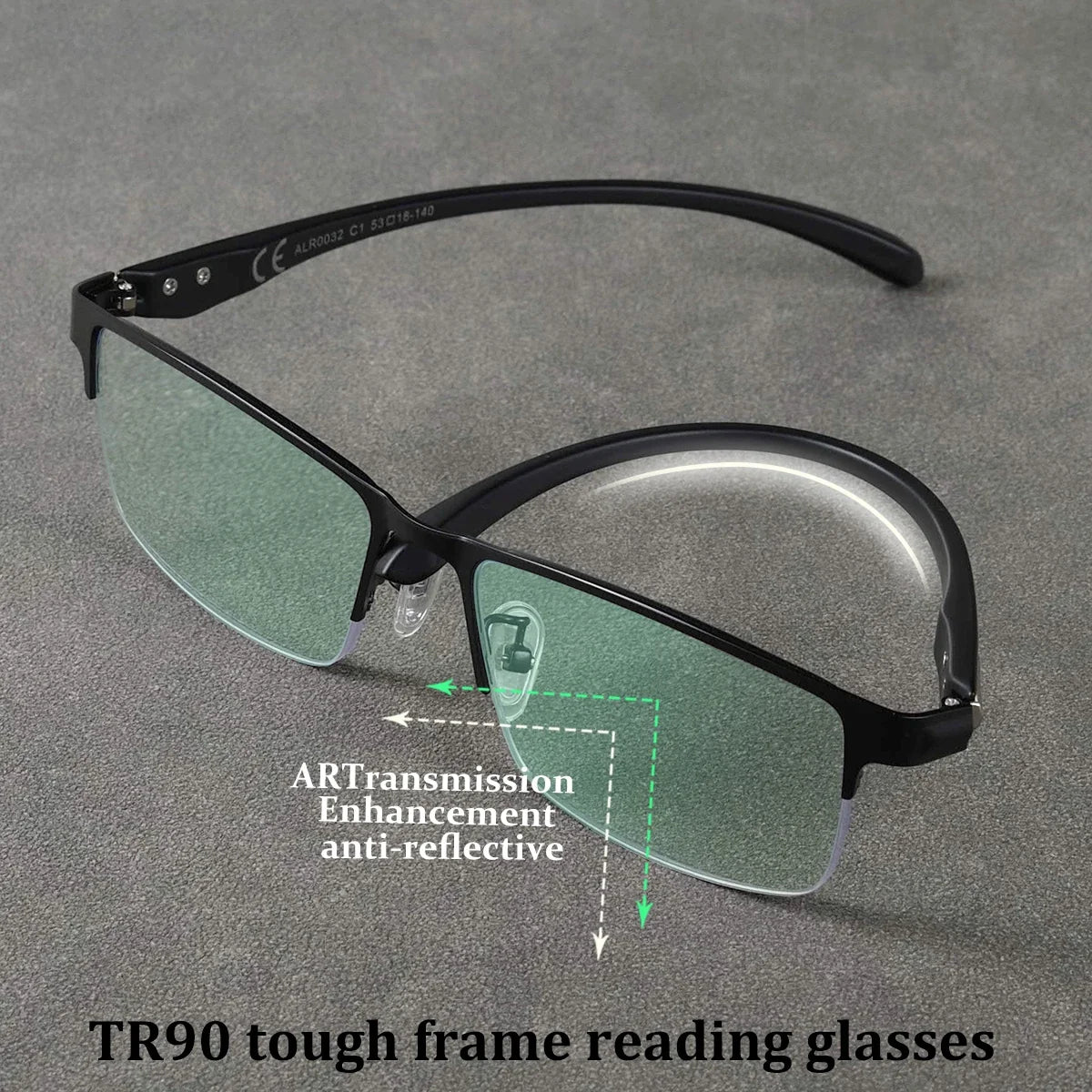 Men Square Reading Glasses Coated Green Glass Ultralight Frames Flexible Temples Luxury Designer Brand Eyewear Gifts Half Frame
