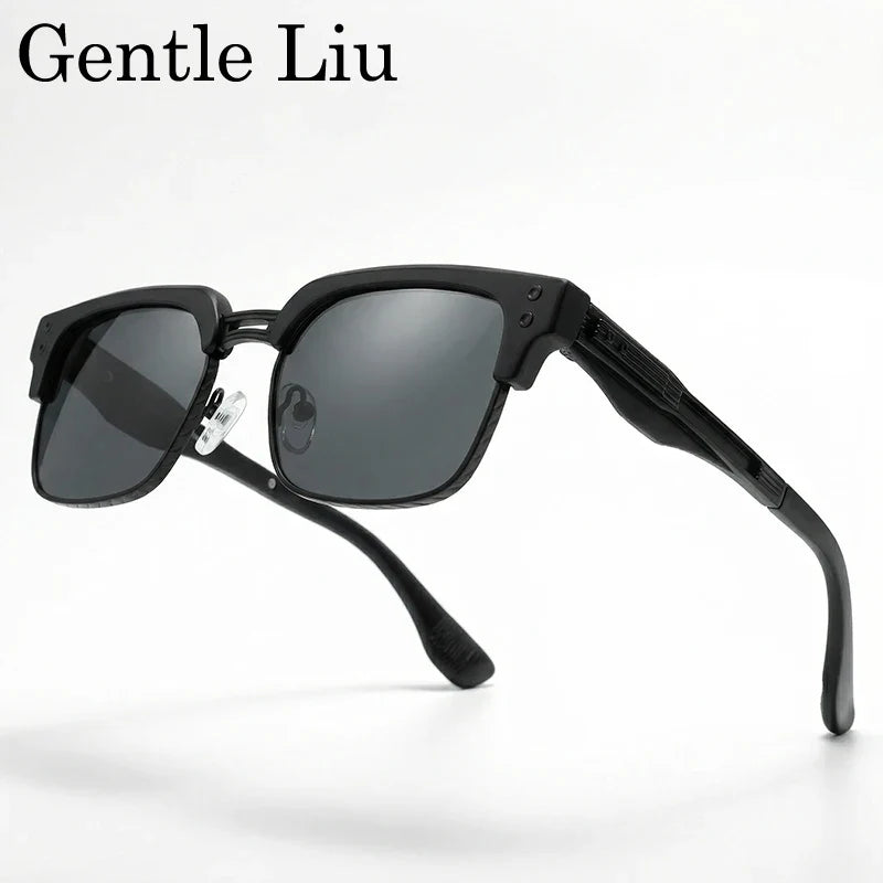 Retro Photochromic Classic Square Punk Sunglasses Men Metal Frame Driving Sun Glasses Male Vintage Luxury Brand Eyewear Shades