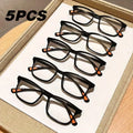 5-Piece Set of Business Square Reading Glasses, Simple and Lightweight, Anti Blue Light