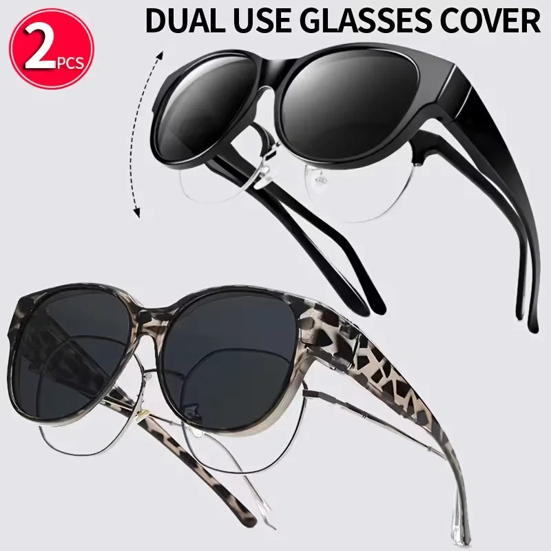 2-Piece Set of Fashionable Large Frame Glasses, Suitable for Both Men and Women for Outdoor Decoration