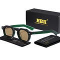 HBK Vintage Simple Round Men Sunglasses Small Frame High-Quality Acetate Frame Sun Glasses Women Party Travel Outdoor Glasses