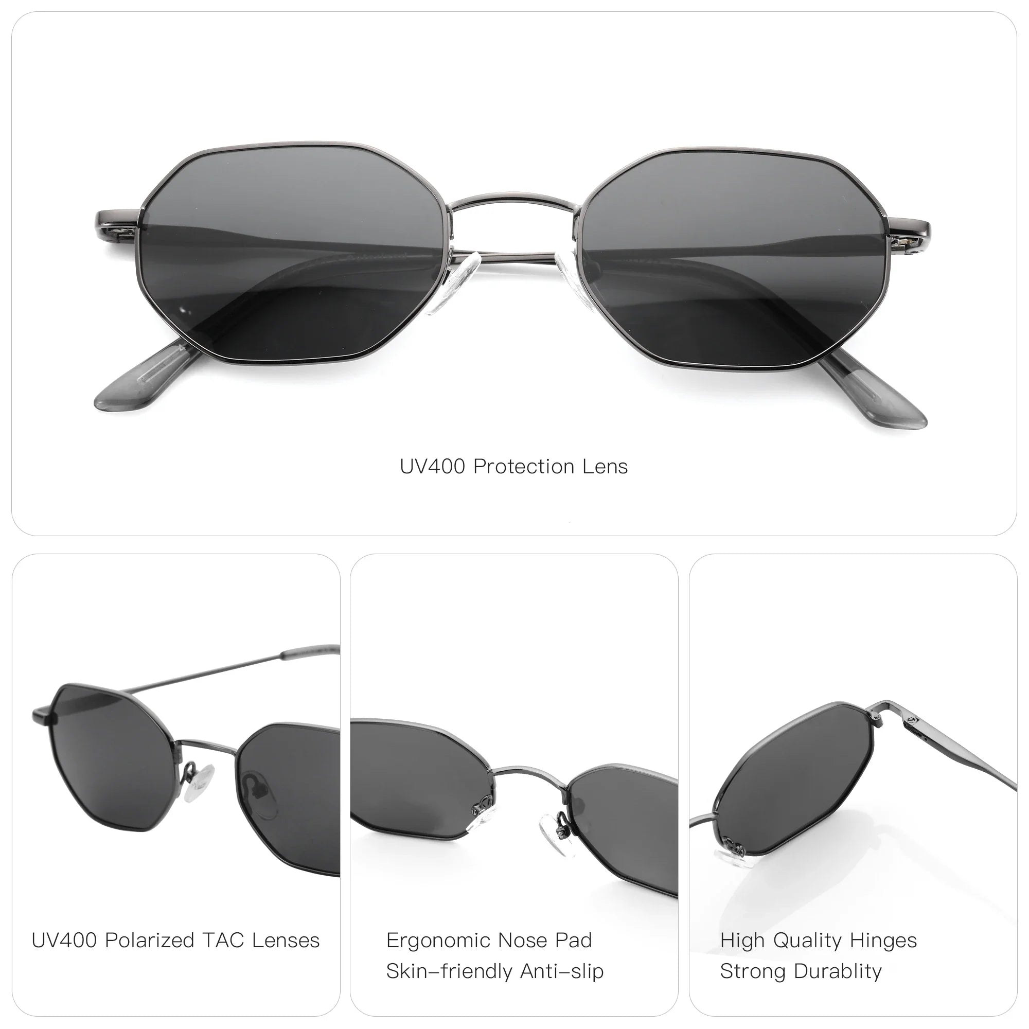 ZENOTTIC Retro Small Polygon Polarized Sunglasses Women Metal UV400 Sun Glasses Men Anti-Glare UV400 Goggles Driving Eyewear
