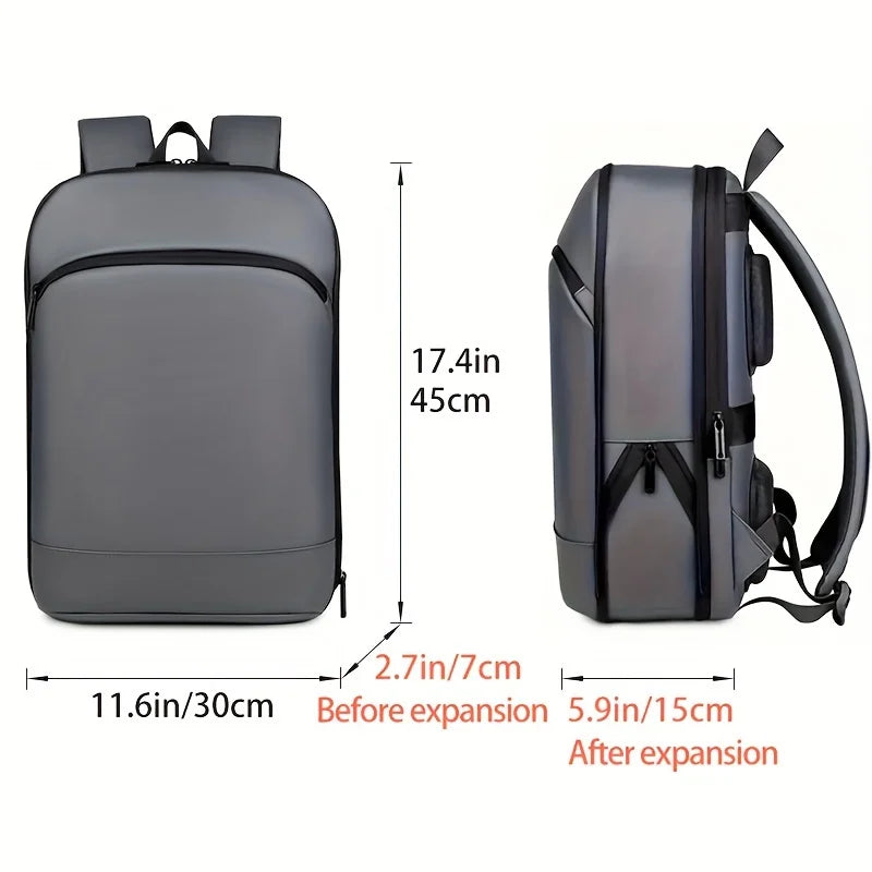 Guangzhou-made single-piece men's solid color expandable business backpack with durable zipper and multiple compartments