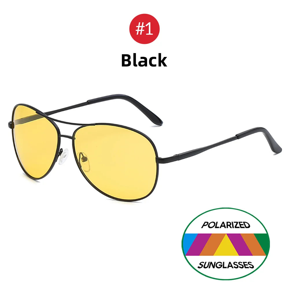 VIVIBEE Pilot Night Vision Glasses for Driving Nocturna Yellow Polarized UV400 Lens Aviation Goggles Men Nightvision Sunglasses