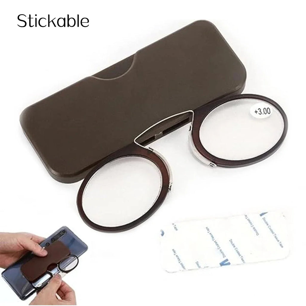 2PC Men Women Circular Nose Clip Reading Glasses Legless Ultra Thin Portable Clear Lens Durable Luxury Brand Designers Eyewear