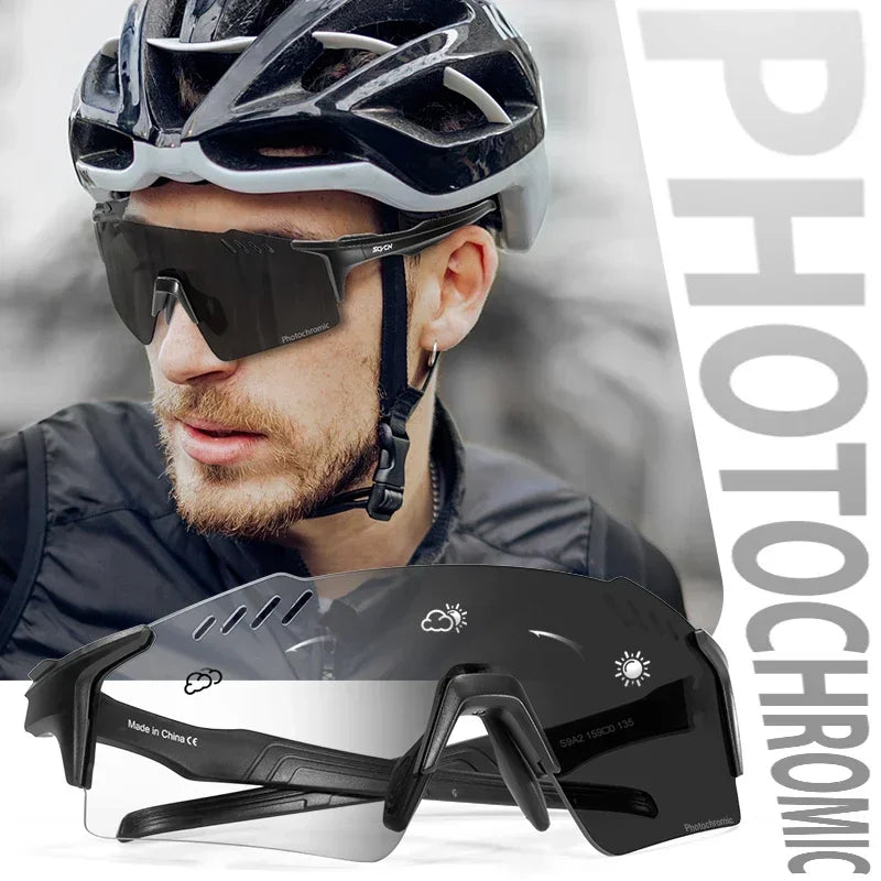 SCVCN Photochromic Cycling Glasses Men Women Clear Mountain Bike Sunglasses MTB Bicycle Riding Sports Triathlon Running