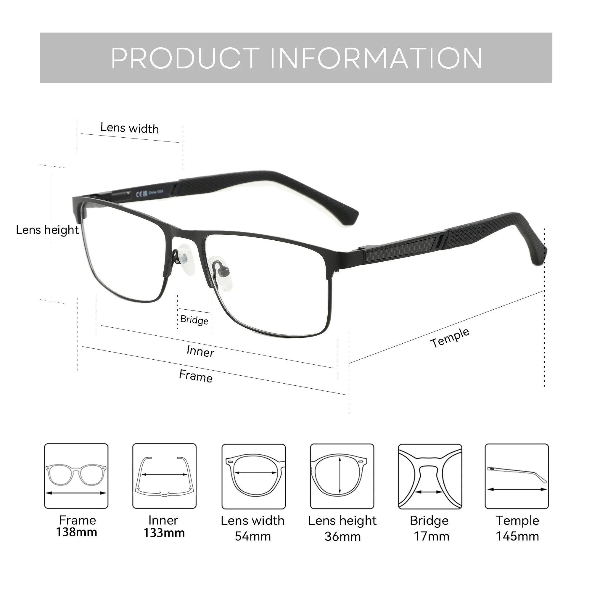 ZENOTTIC Anti Blue Light Reading Glasses for Men Computer Readers Trendy Square High-quality Metal Frame Anti Glare Presbyopic